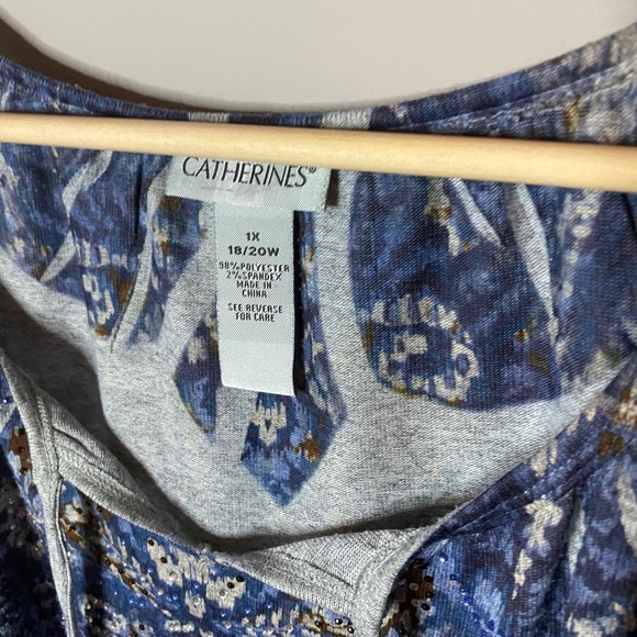 Catherine’s Boho blue/white style top size 1x - Picture 2 of 6